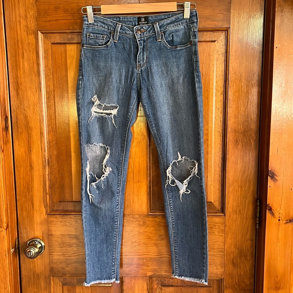 Just Black Distressed Raw Hem Jeans Size 27